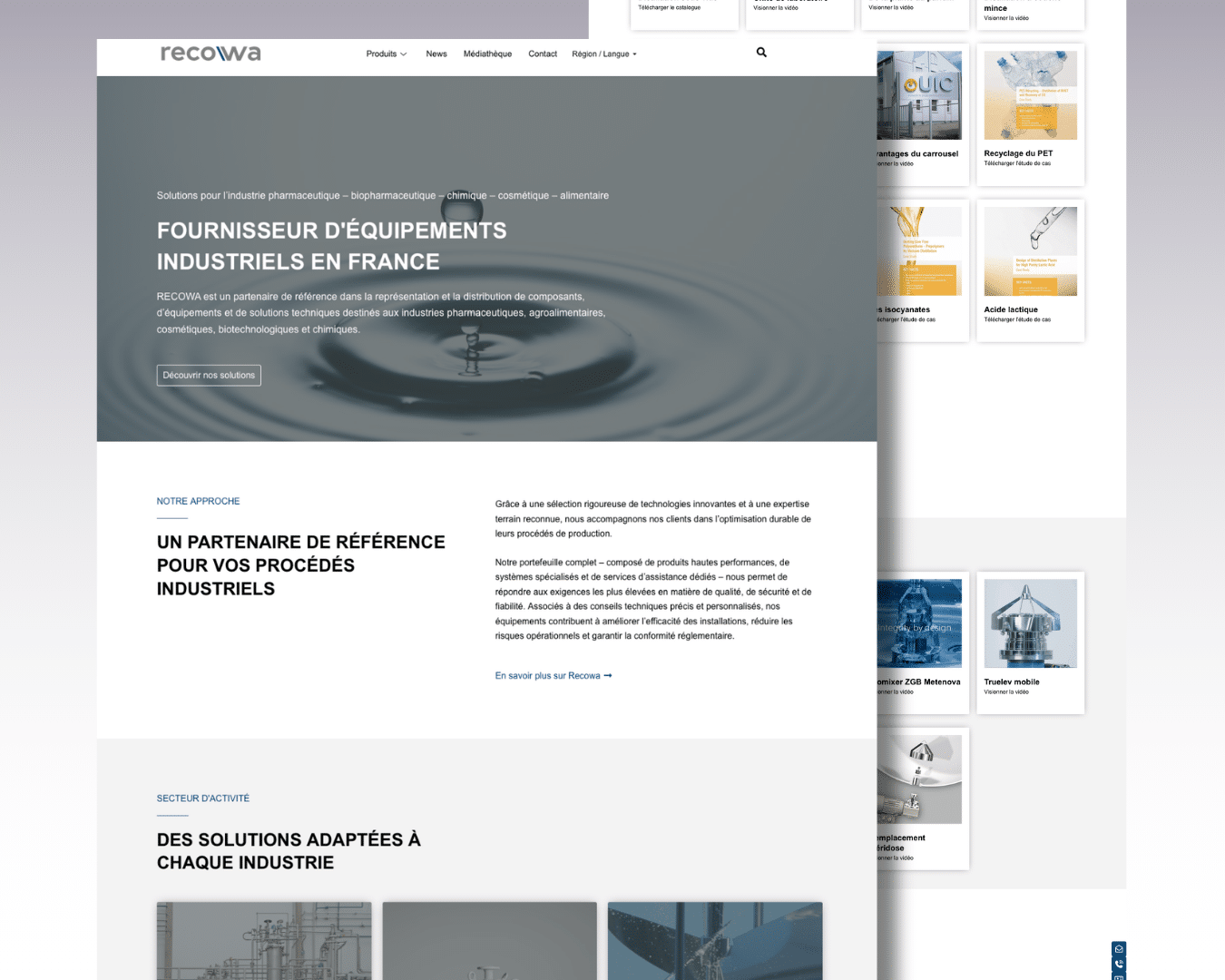 Refonte site internet Recowa, aperçu accueil